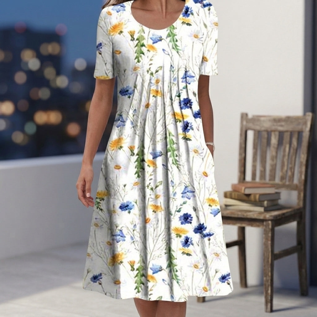 Women's Celeste Gathered Dress in Cream | Invictora.com