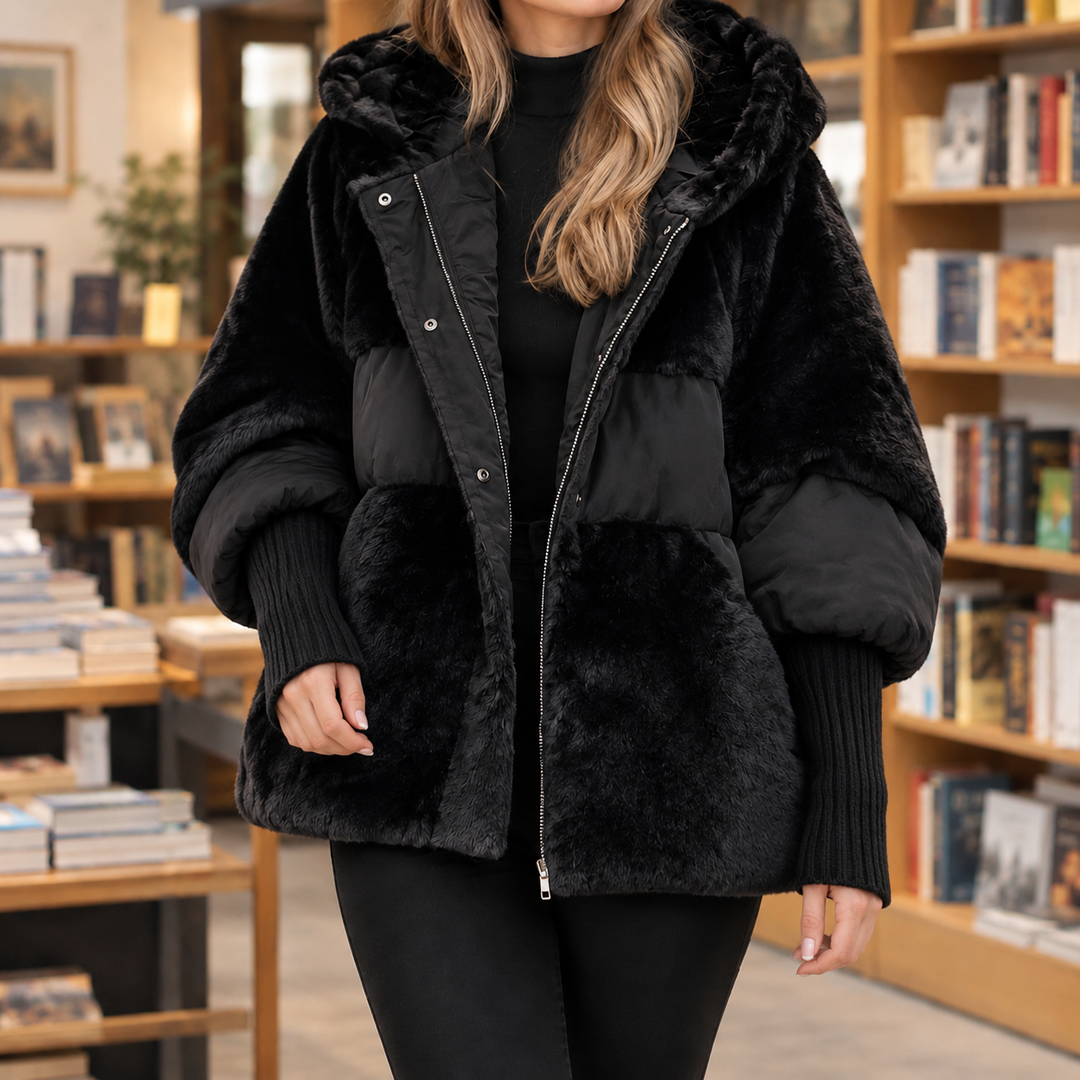 Women's Ilaria-Kate Plush Panel Jacket in Light Brown | Invictora.com