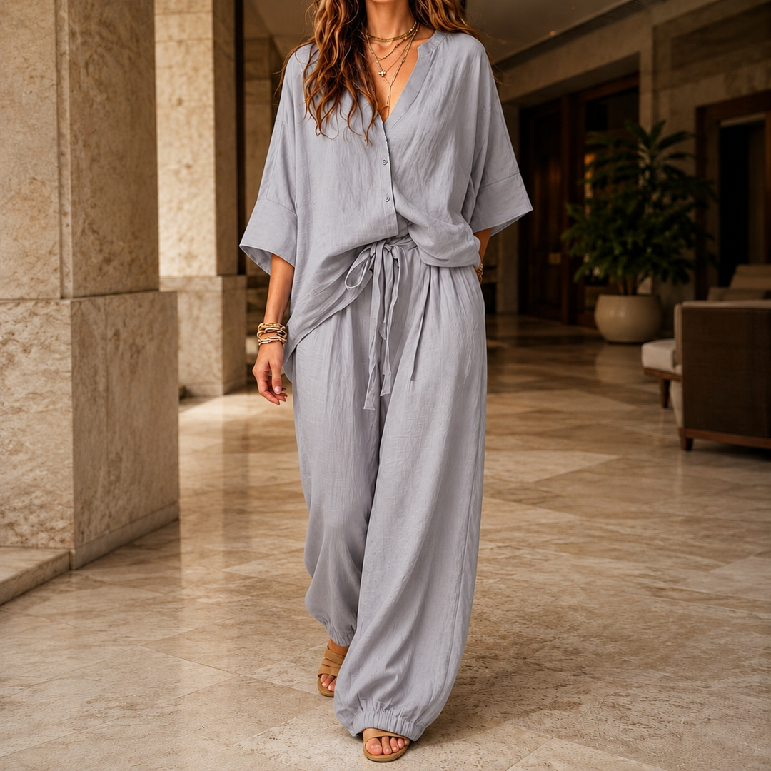 Women's Modesty Relaxed Pants Set in Blue | Invictora.com