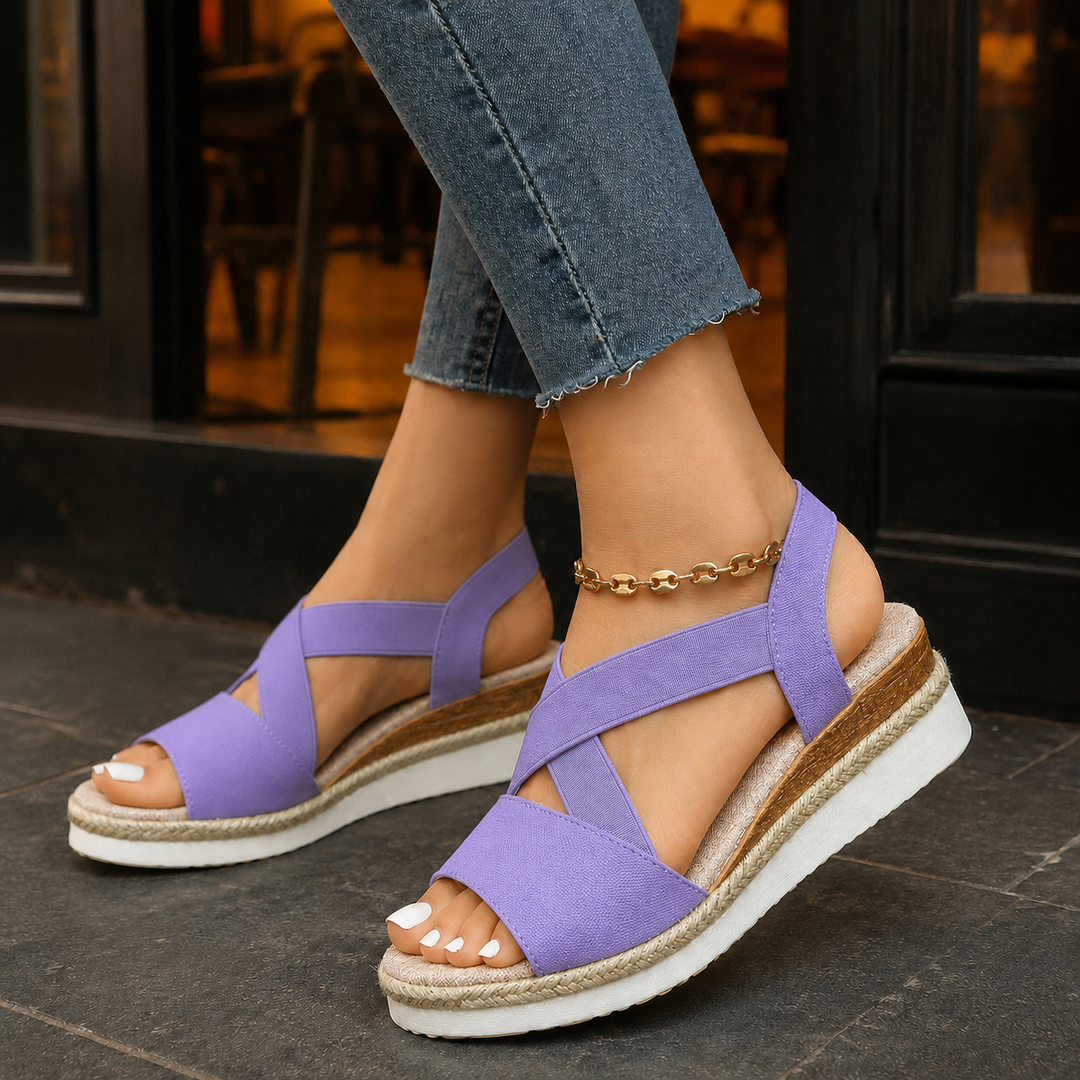 Women's Casentino Elastic Wedge Sandals in Black | Invictora.com