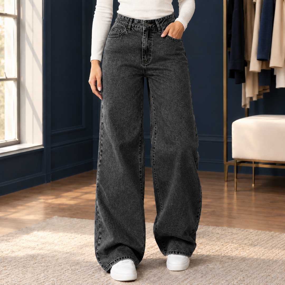 Women's Eugenie Wide Leg Jeans in Medium Blue | Invictora.com