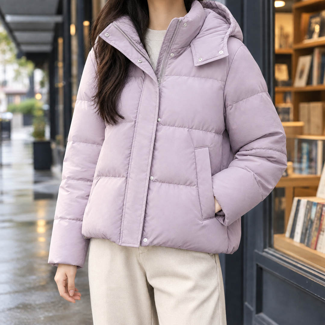Women's Eliza Hooded Puffer Jacket in Classic Black | Invictora.com