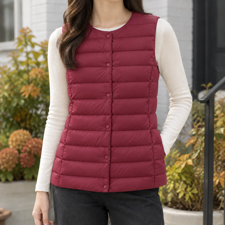 Women's Isabeau-Pearl Cashmere Vest in Beige | Invictora.com