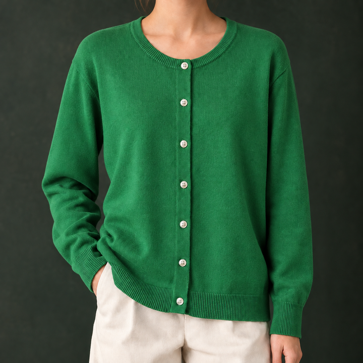 Women's Danielle-Elise Round Neck Cardigan in Black | Invictora.com