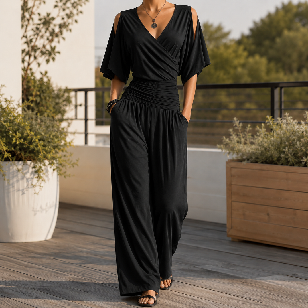Women's Verity-Grace Wide-Leg Jumpsuit in Beige | Invictora.com