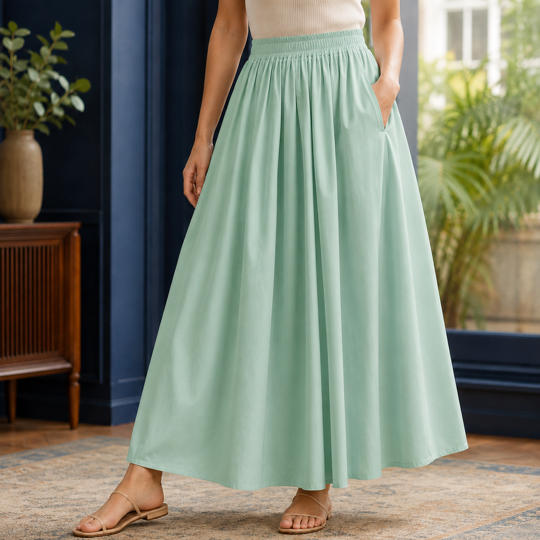 Women's Carlotta Gathered Maxi Skirt in White | Invictora.com