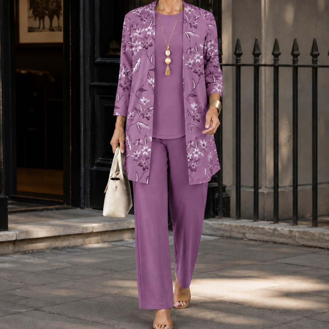 Women's Ingrid-Belle Printed Pants Set in Green | Invictora.com