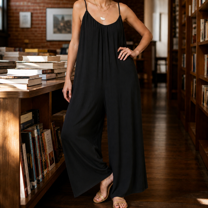 Women's Caroline Wide Leg Jumpsuit in Printed Gray | Invictora.com