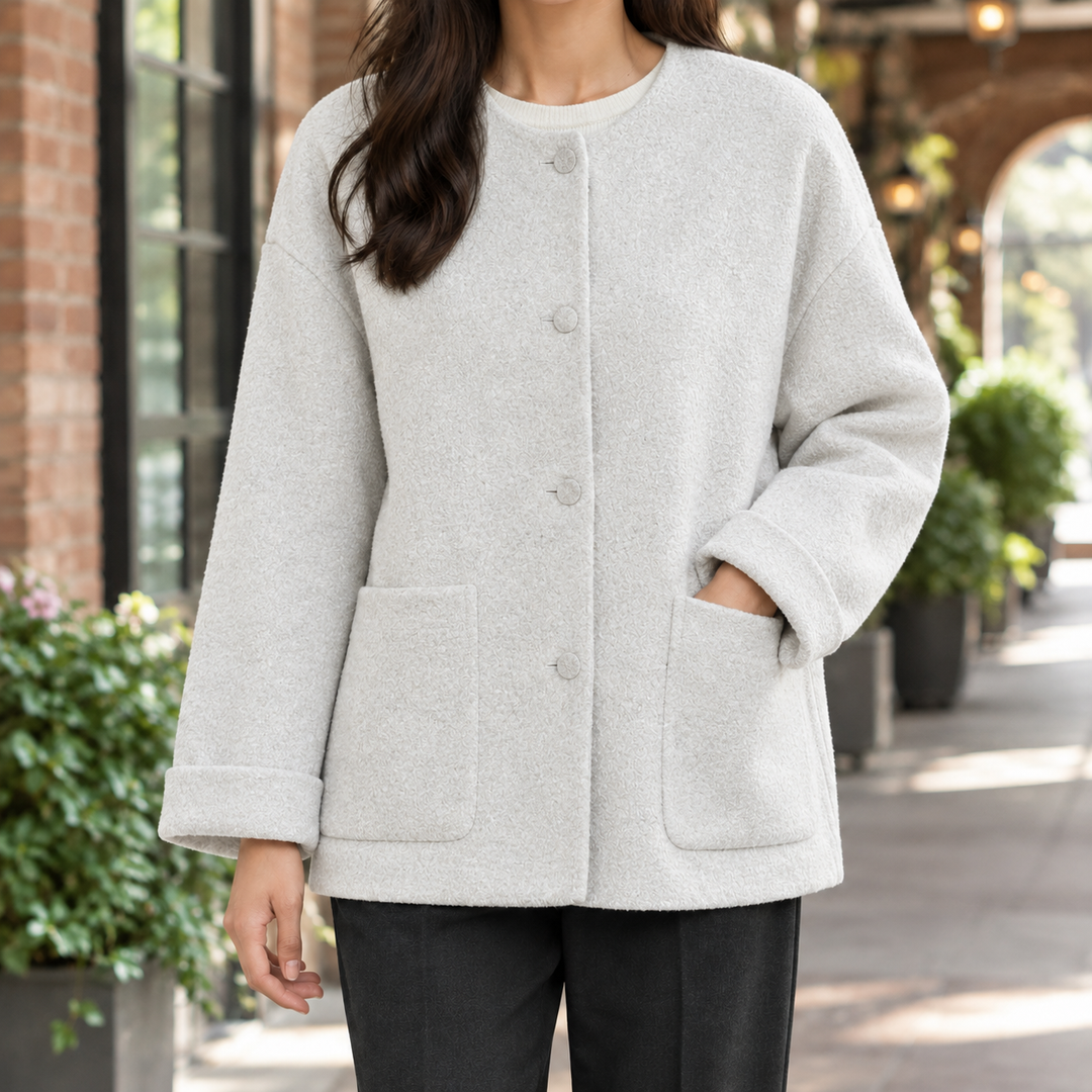 Women's Angelique-Lane Relaxed Wool Jacket in Pink | Invictora.com