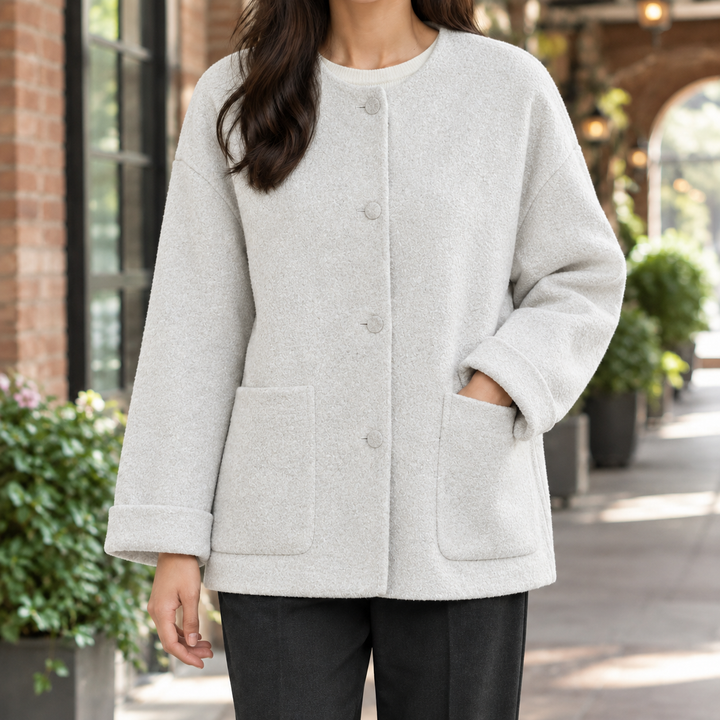 Women's Angelique-Lane Relaxed Wool Jacket in Pink | Invictora.com