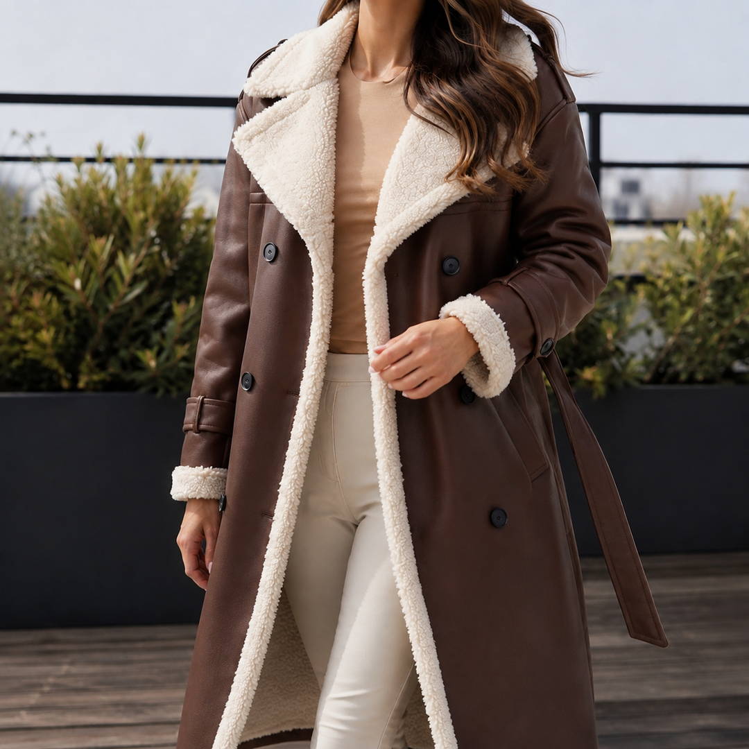 Women's Soledad-Louise Contrast Trim Coat in Beige | Invictora.com