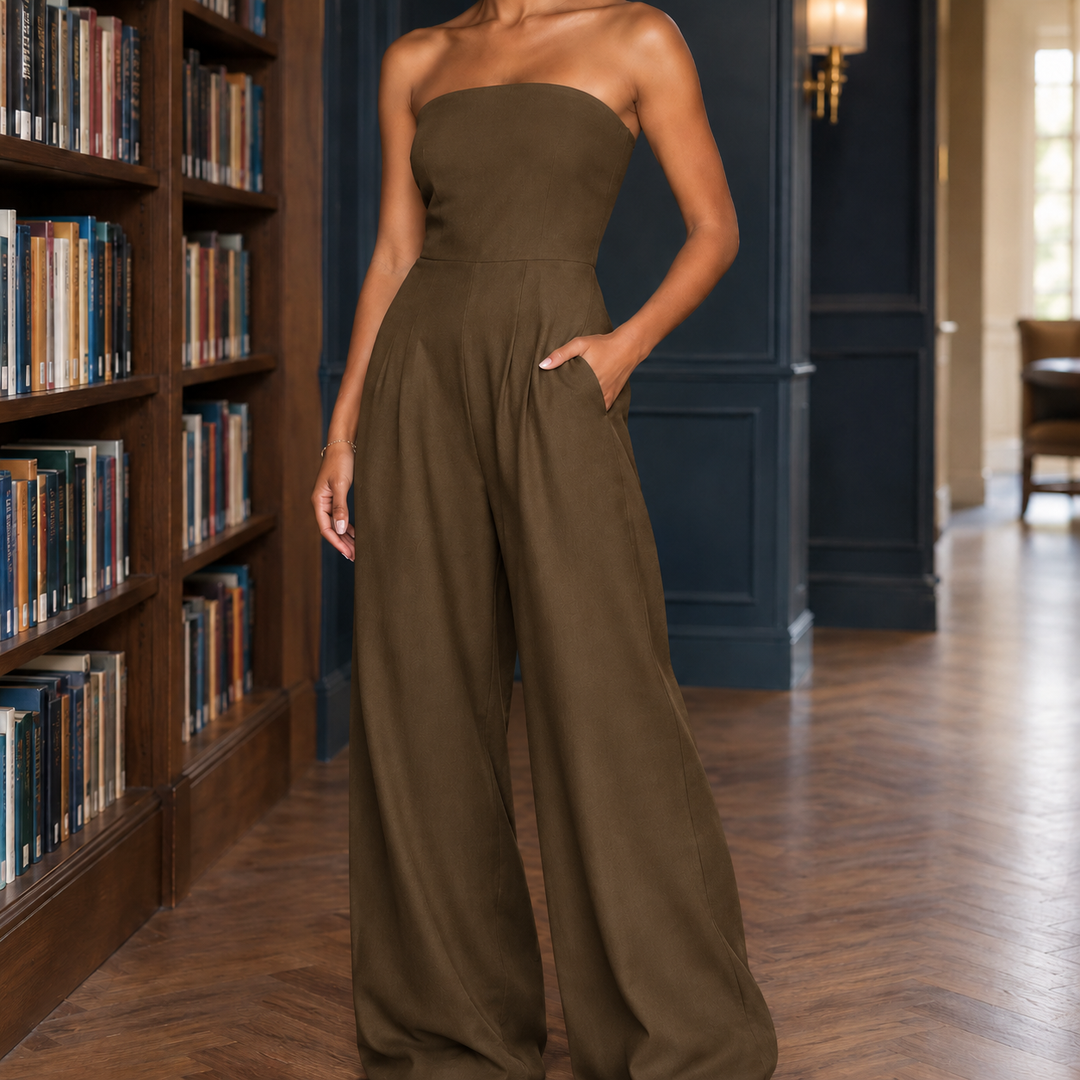 Women's Celandine Strapless Jumpsuit in Black | Invictora.com