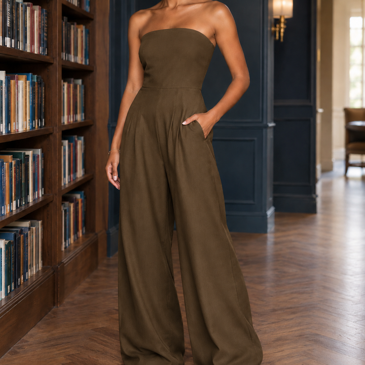 Women's Celandine Strapless Jumpsuit in Black | Invictora.com