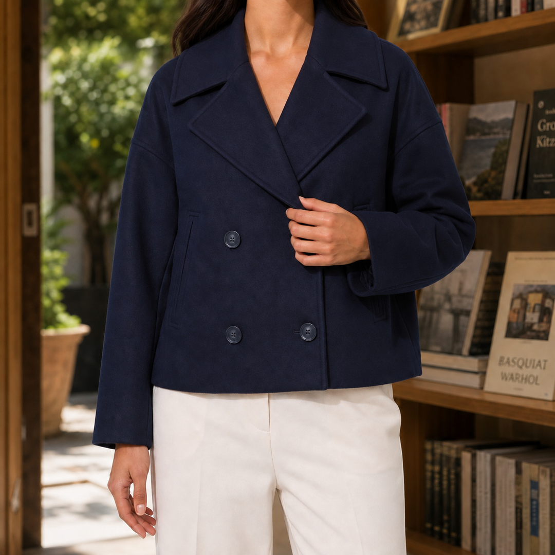 Women's Valeria-Jane Cropped Blazer in Beige | Invictora.com