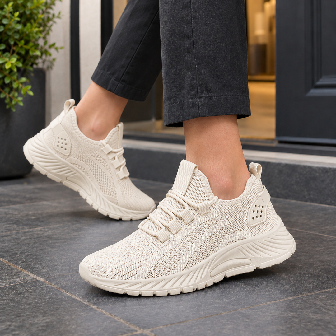 Women's Magenta Knit Sneakers in White | Invictora.com