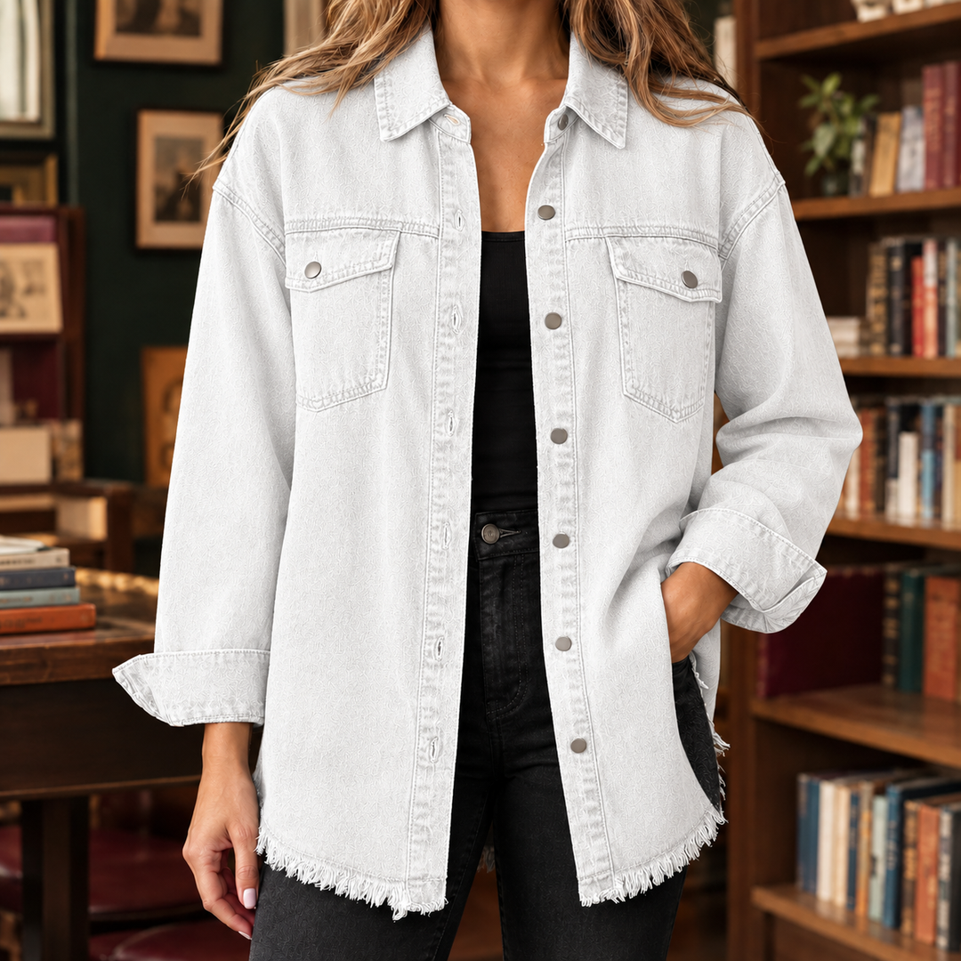 Women's Claudia Frayed Overshirt in Black | Invictora.com