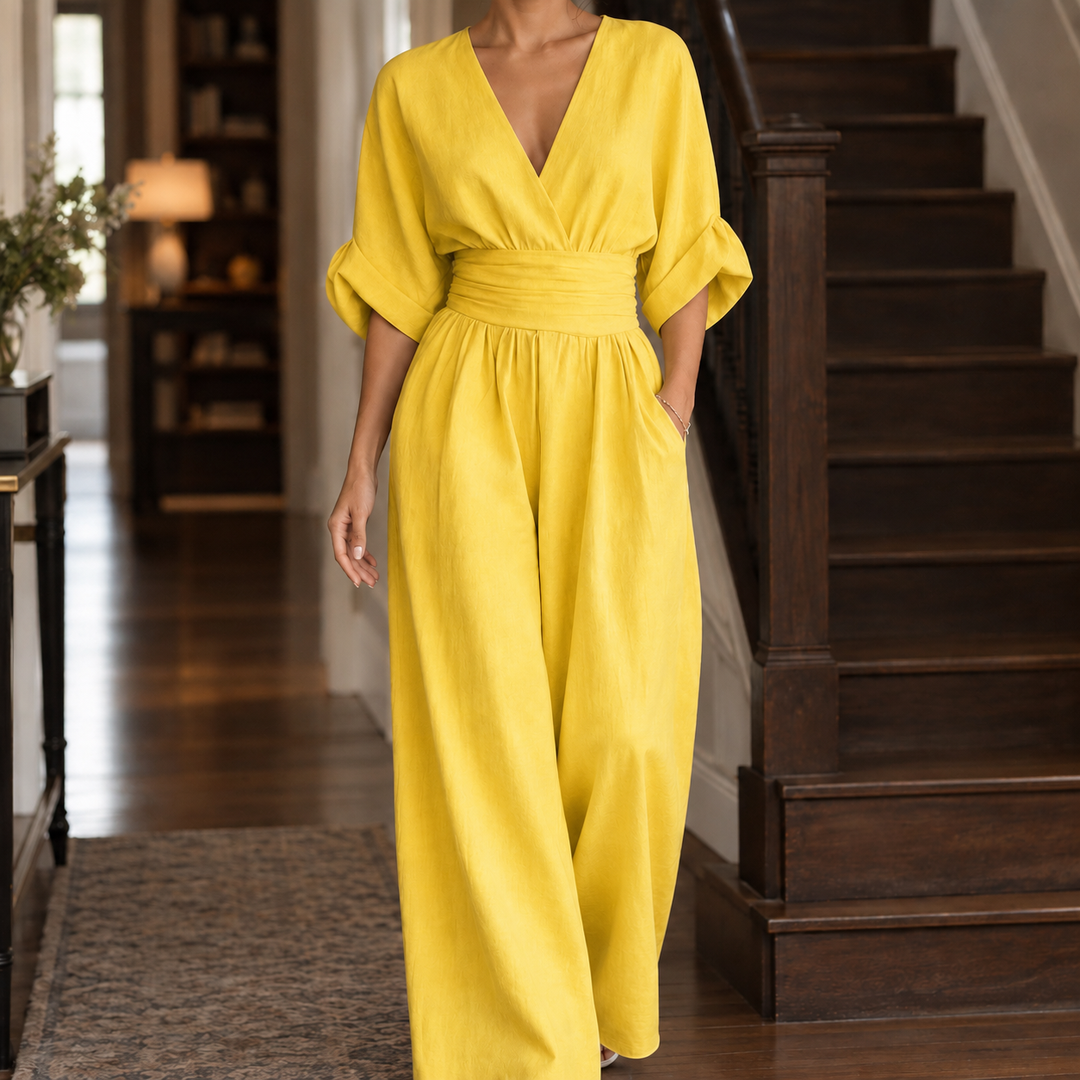 Women's Elodie-Rae Wide-Leg Jumpsuit in Burgundy | Invictora.com