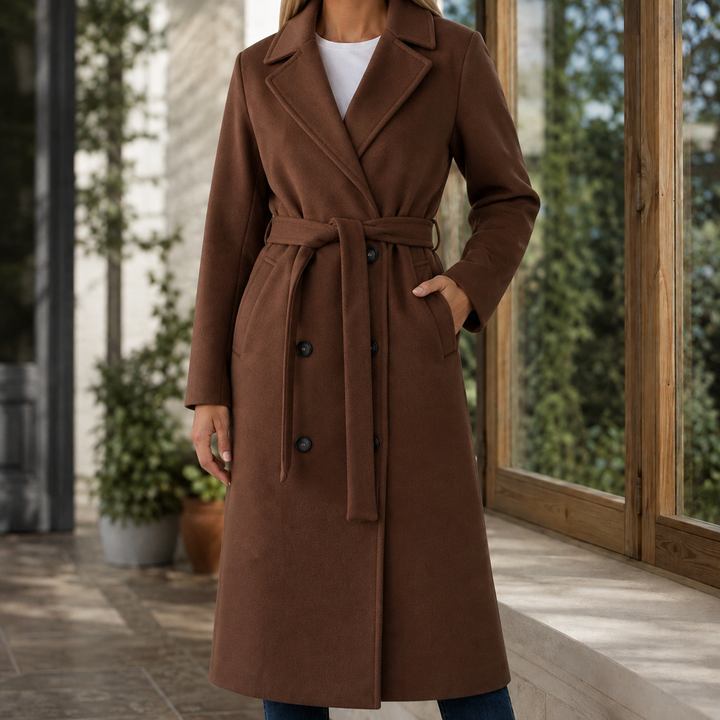 Women's Adele-Grace Belted Overcoat in Beige | Invictora.com