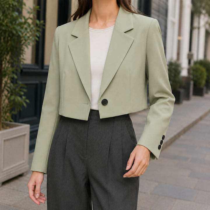 Women's Christabel Cropped Blazer in Black | Invictora.com