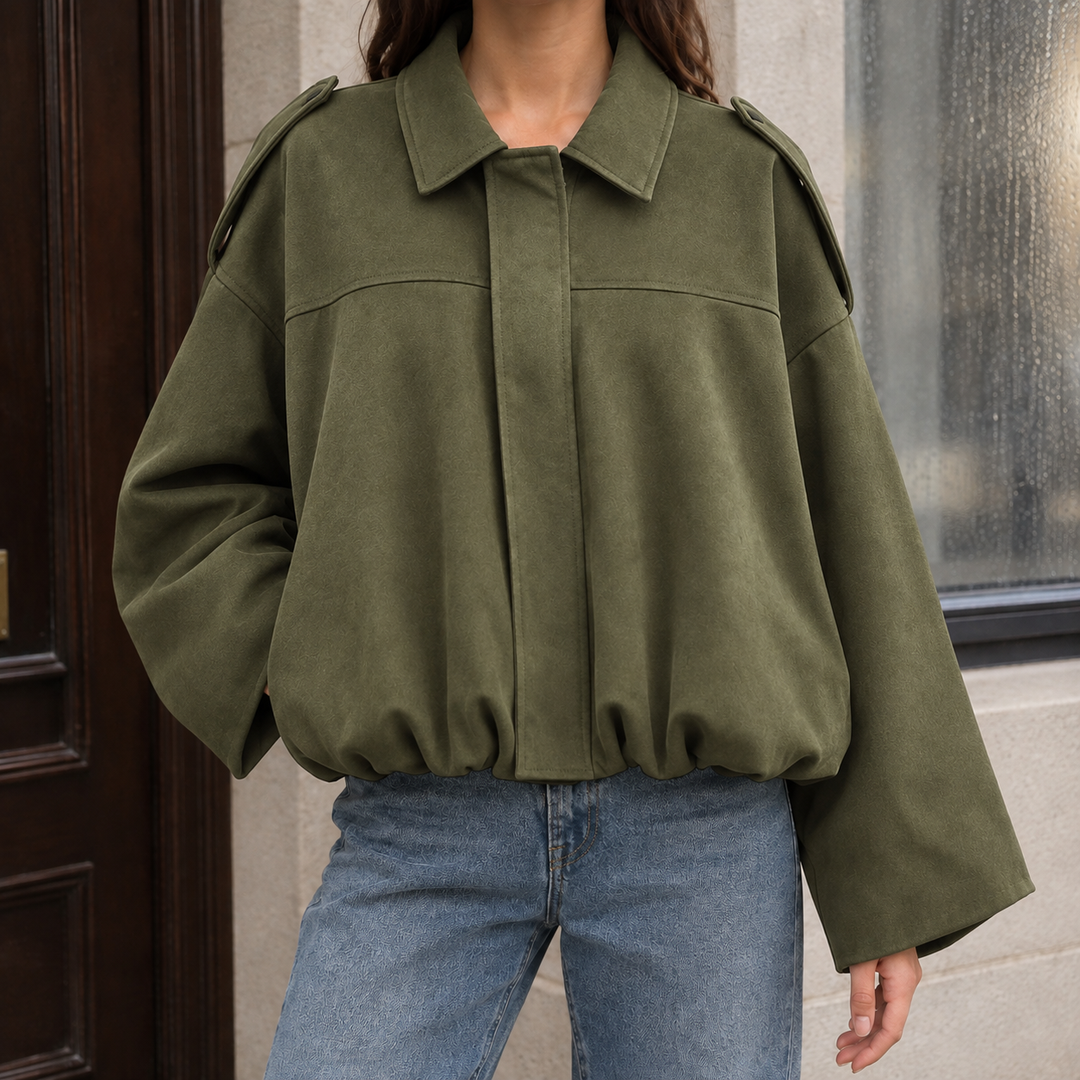Women's Elise-June Suede Bomber Jacket in Black | Invictora.com