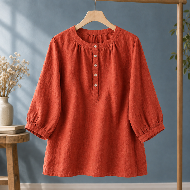 Women's Samantha Gathered Blouse in Blue | Invictora.com