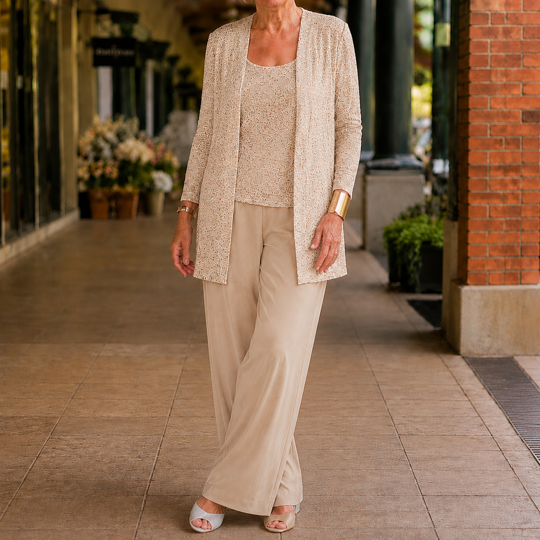 Women's Elowen-Belle Sequined Pant Set in Silver | Invictora.com