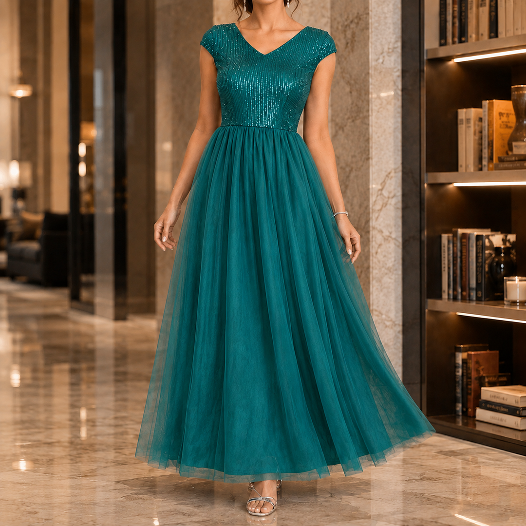 Women's Francesca-Faye Sequin Maxi Dress in Dark Blue | Invictora.com