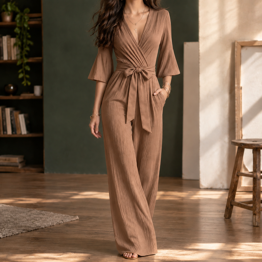 Women's Fernanda Wrap Front Jumpsuit in Black | Invictora.com