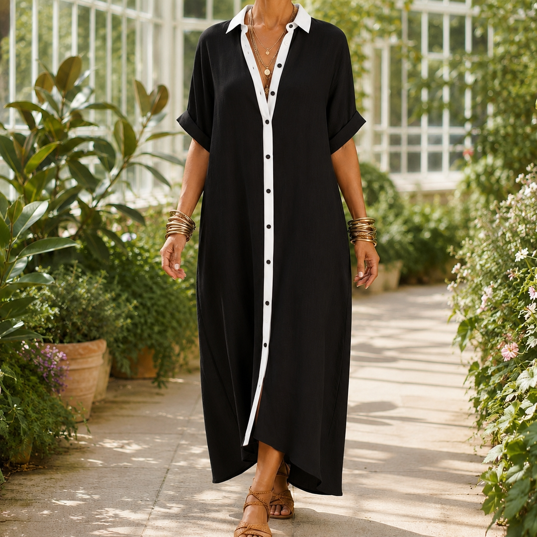 Women's Bianca-Louise Contrast Maxi Dress in Blue | Invictora.com