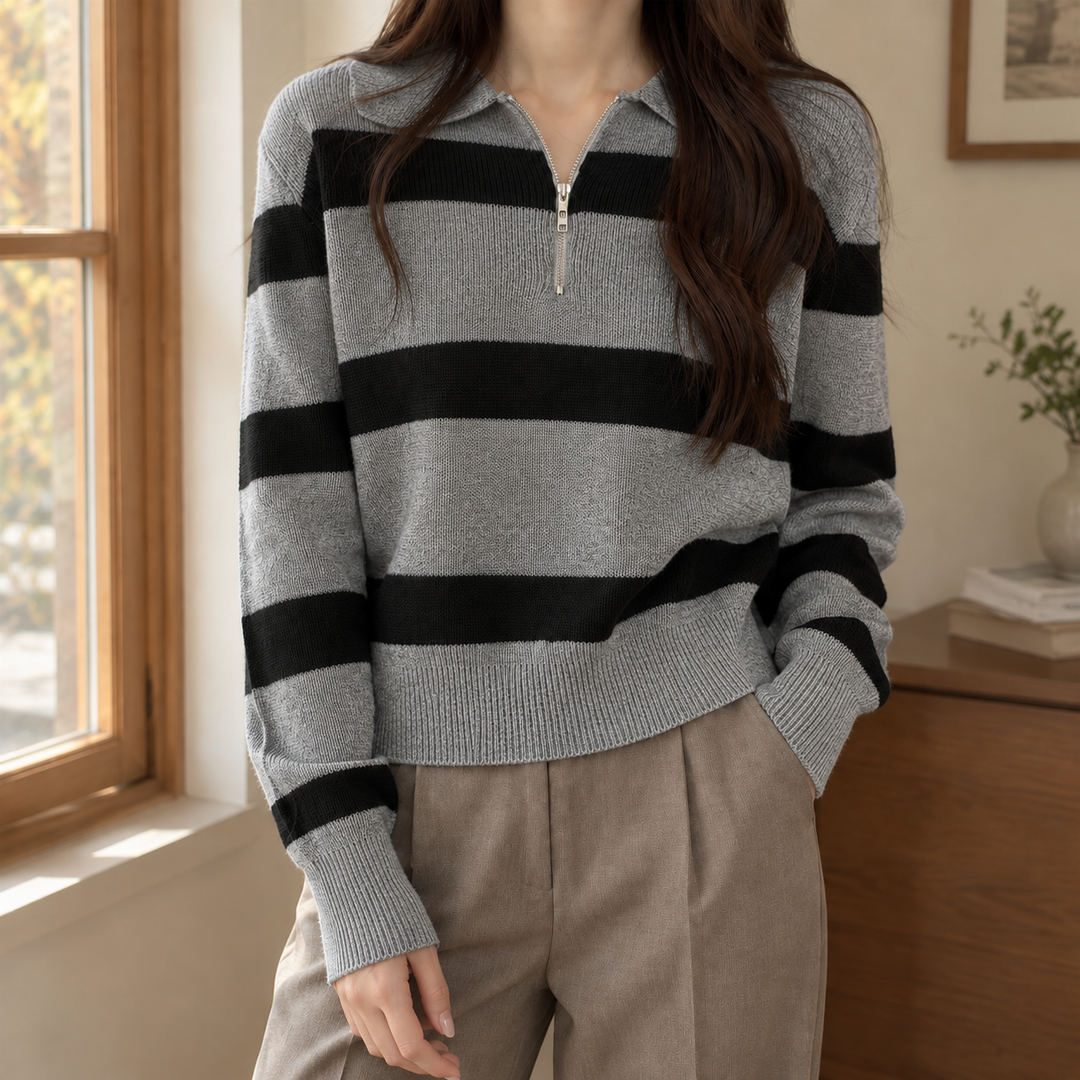 Women's Sofia-Faye Half Zip Sweater in Apricot | Invictora.com