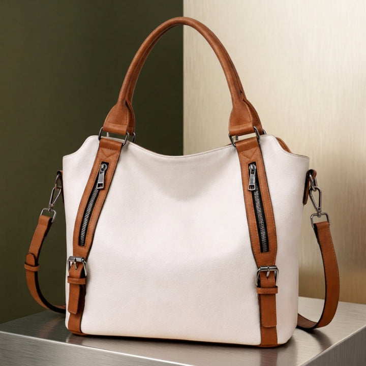 Women's Valencia Buckled Tote in White | Invictora.com
