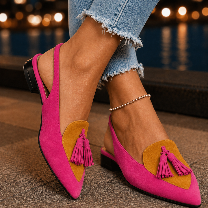 Women's Caruso Tassel Slingbacks in Pink & Green | Invictora.com