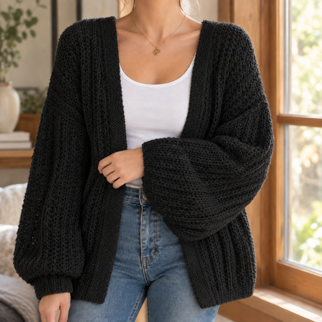 Women's Eleanora-Jane Chunky Knit Cardigan in Gray | Invictora.com