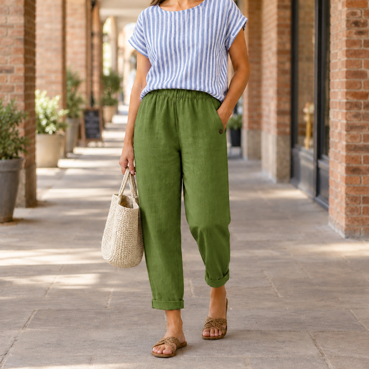 Women's Alba-Faye Relaxed Pants in Beige | Invictora.com