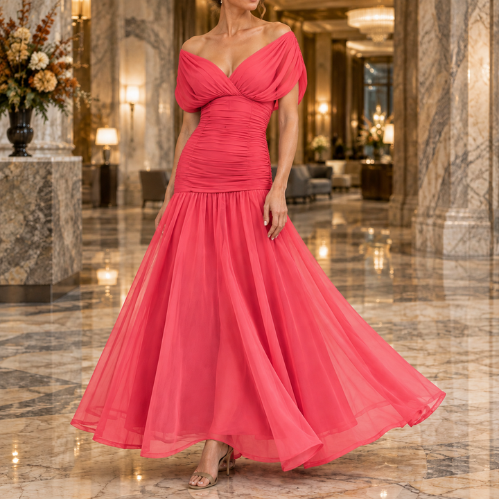 Women's Georgina-Lane Ruched Maxi Dress in Olive Green | Invictora.com