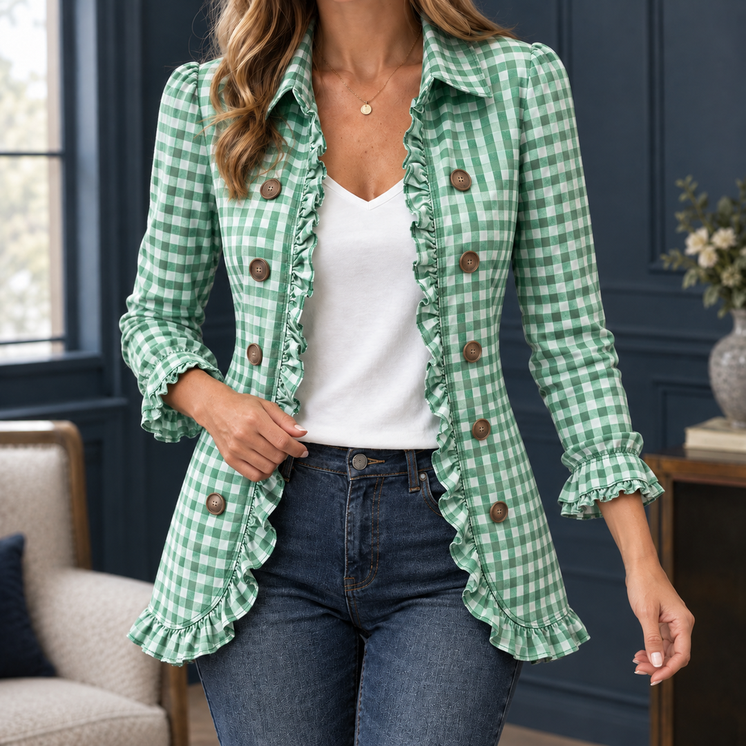 Women's Danielle-Lane Gingham Overshirt in Black Check | Invictora.com
