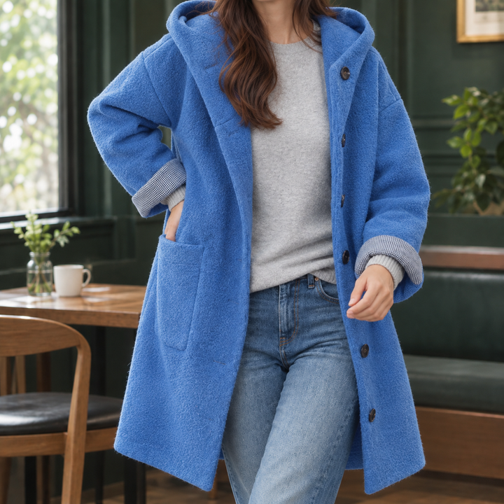 Women's Antonia-Sage Hooded Coat in Bean Green | Invictora.com