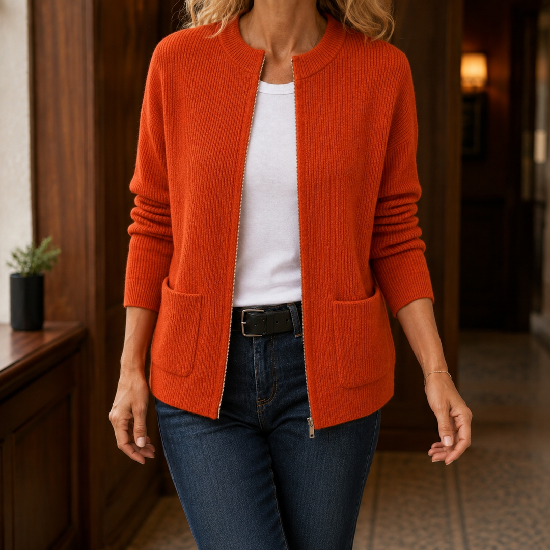 Women's Livia-Grace Ribbed Cardigan in Gray | Invictora.com