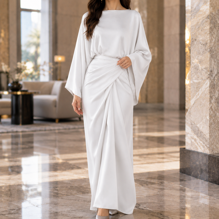 Women's Cecily-Pearl Draped Maxi Dress product image | Invictora.com