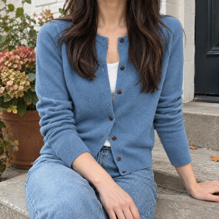 Women's Winona-Grace Round Neck Cardigan in Brown | Invictora.com