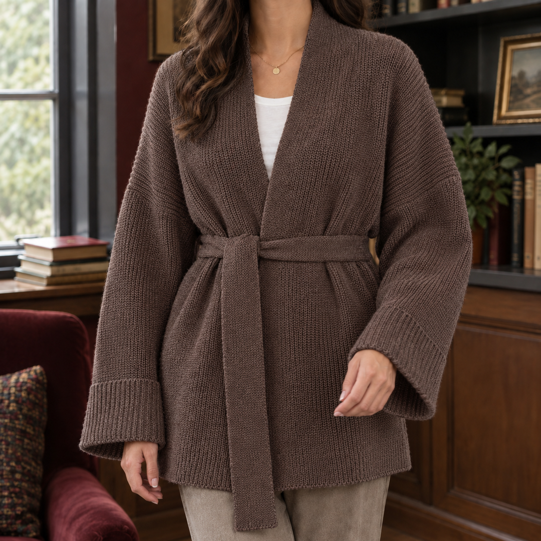 Women's Michelle-Jade Belted Cardigan in White | Invictora.com