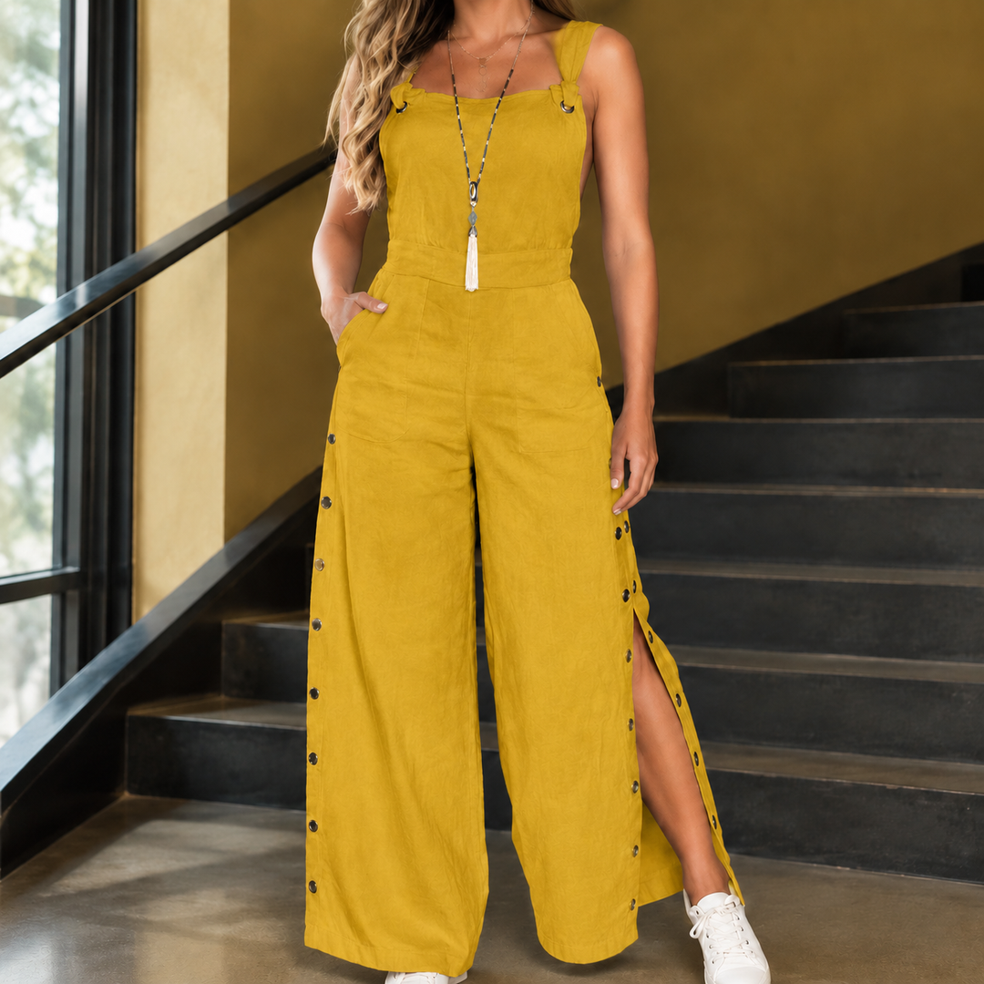 Women's Ysabel Wide Leg Jumpsuit in White | Invictora.com