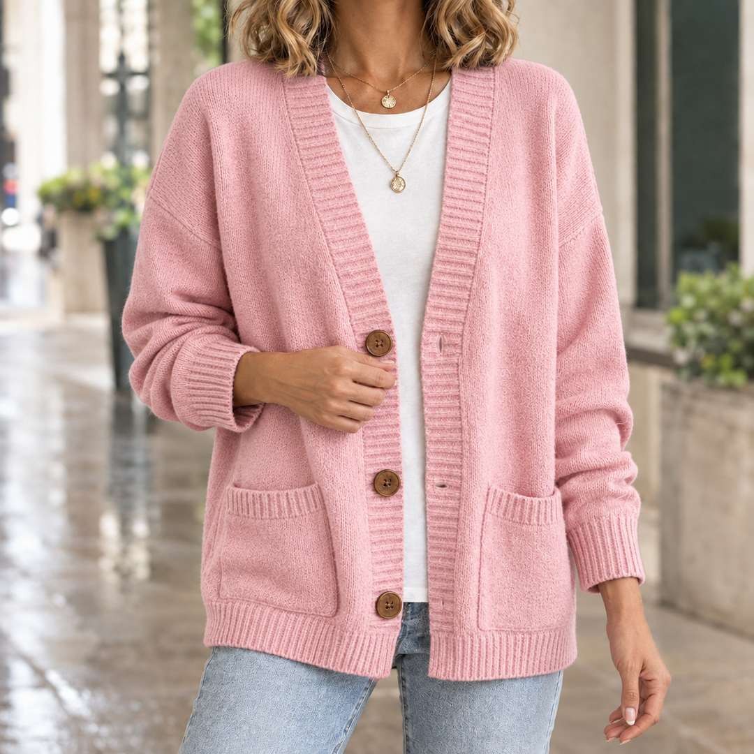 Women's Cassidy V-Neck Cardigan in Black | Invictora.com