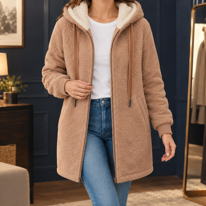 Women's Fleur-Faye Hooded Fleece Jacket in Blue | Invictora.com