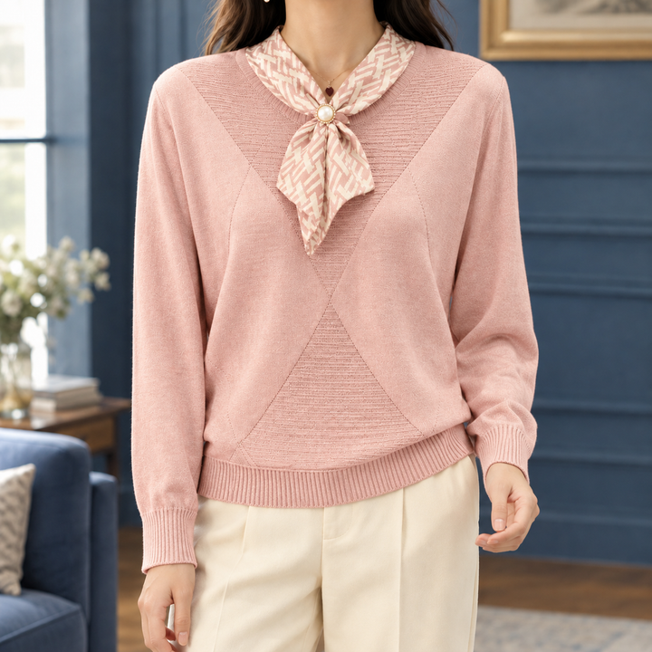 Women's Doverton Scarf Neck Sweater in Angora Red | Invictora.com
