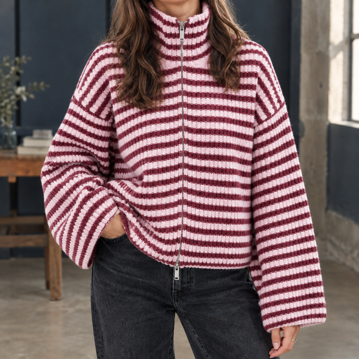 Women's Olive Ribbed Sweater in Red | Invictora.com