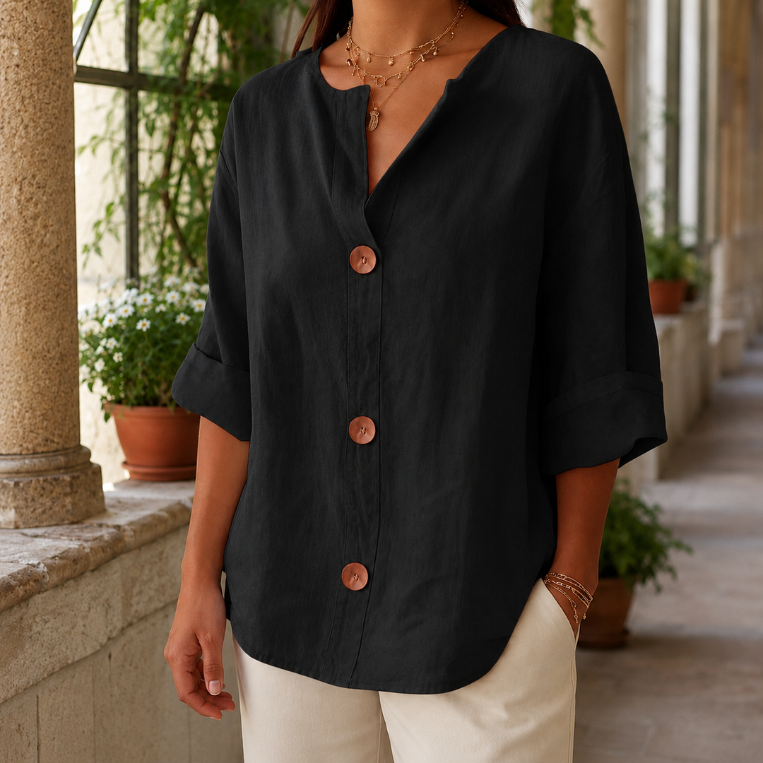 Women's Valencia Button Front Shirt in White | Invictora.com