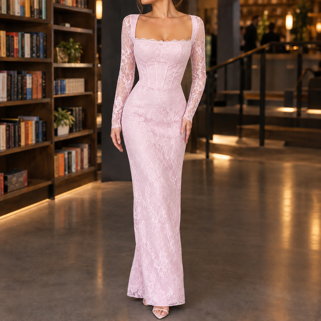 Women's Zoe-Faye Lace Maxi Dress in Black | Invictora.com