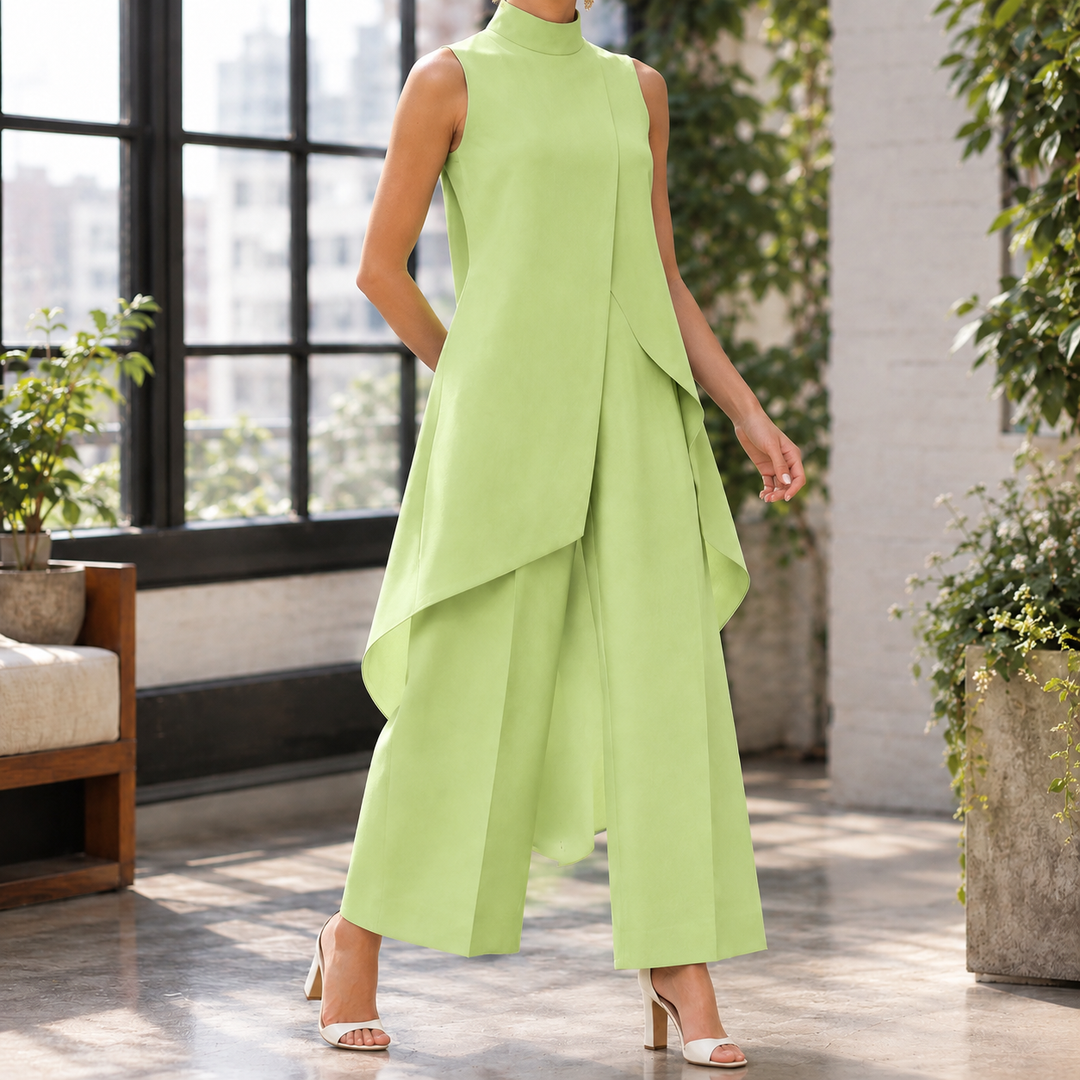 Women's Rhea-Kate Layered Pant Set in White | Invictora.com