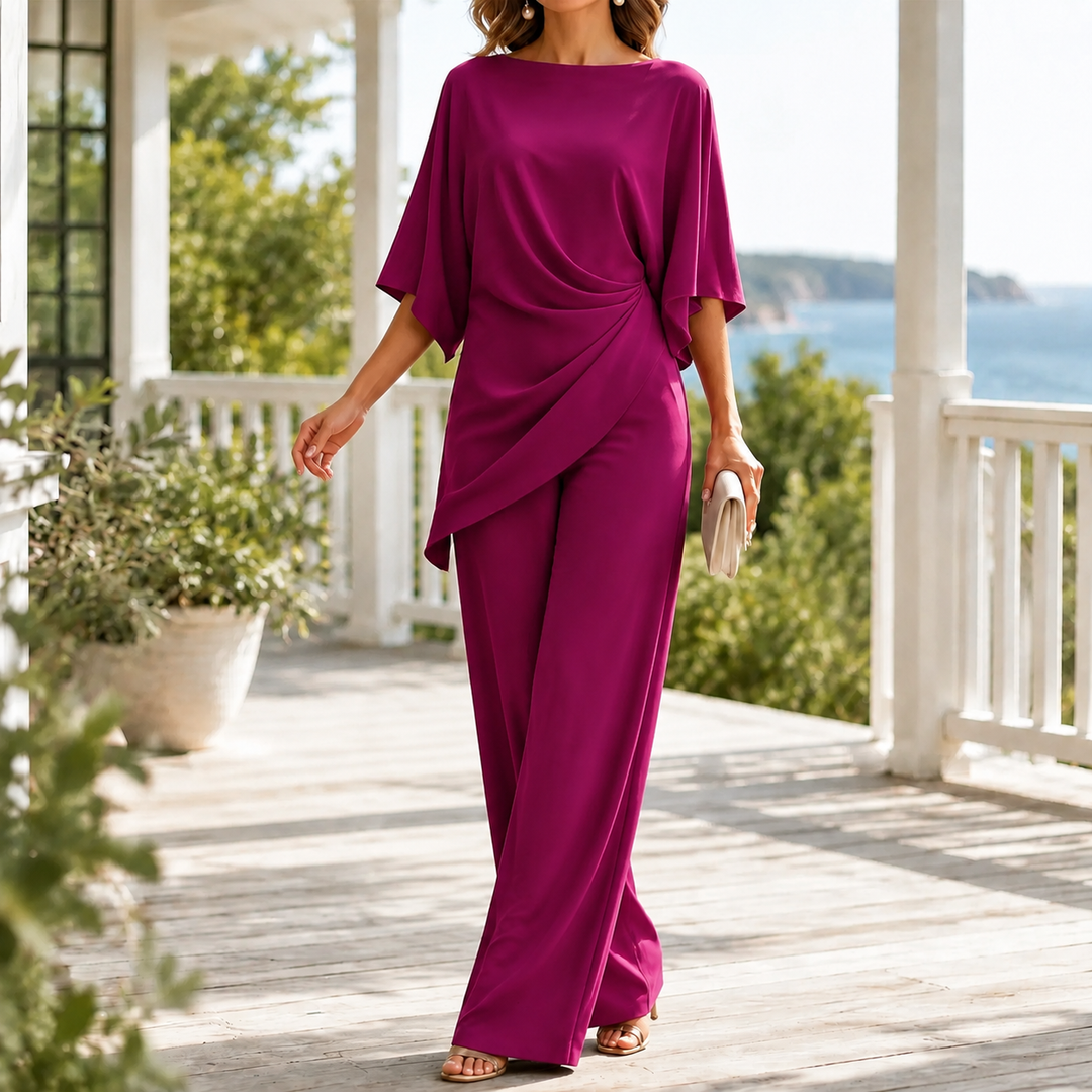 Women's Katia-Sage Draped Set in Navy Blue | Invictora.com